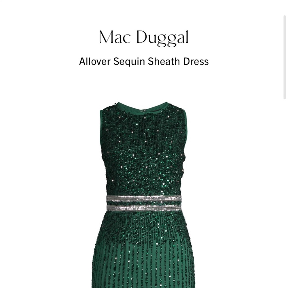 Mac Duggal emerald green sequin sheath dress, size 12. Fits true to size.